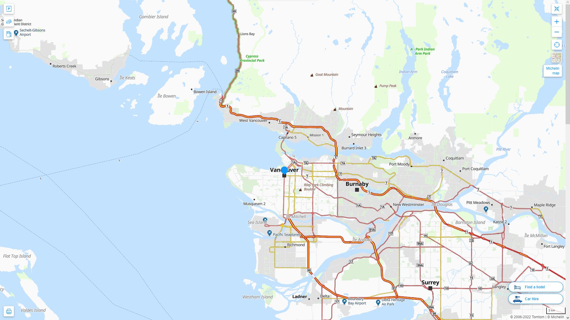 Vancouver Canada Autoroute et carte routiere